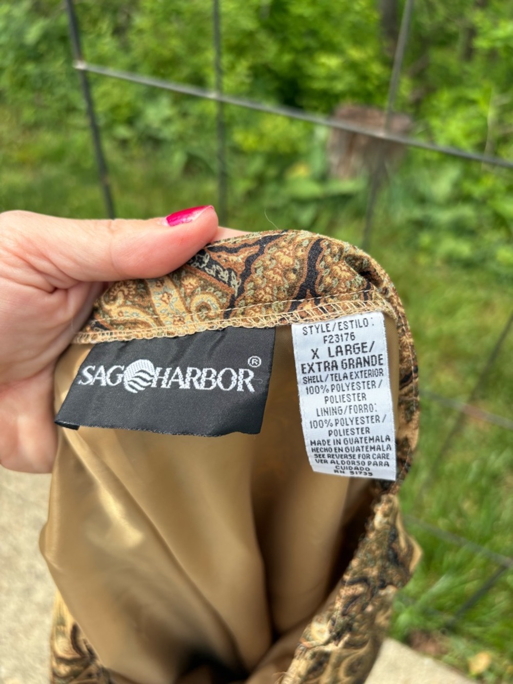 Vintage Sag Harbor Brown Tan Paisley Midi Skirt XL Lined Boho Flowy Bohemian - Picture 3 of 13